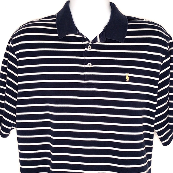 Polo by Ralph Lauren Men's Blue White Striped Short Sleeve Knit Polo XXL - Picture 1 of 9